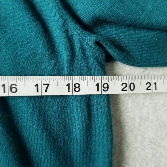 J Jill Womens Large Faux Wrap Tie Front Knit Top Blue Green Soft Lightweight - Picture 9 of 10